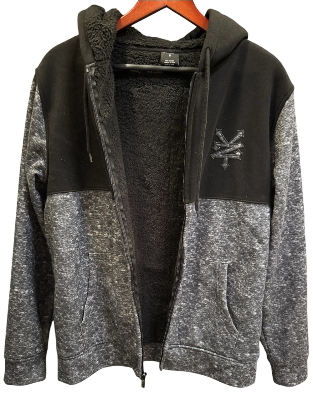 Zoo York Hoodie Full Zip Sweatshirt Unbreakable Black Gray Men's Medium skater